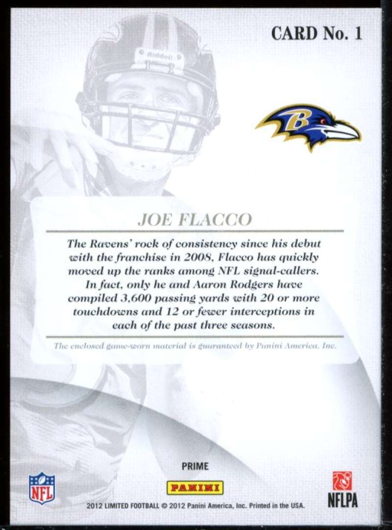 Joe Flacco Card 2012 Limited Threads Prime Jersey #1 Image 2