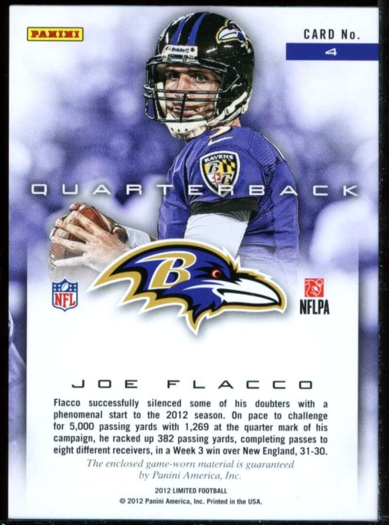 Joe Flacco Card 2012 Limited Jumbo Jerseys Materials #4 Image 2