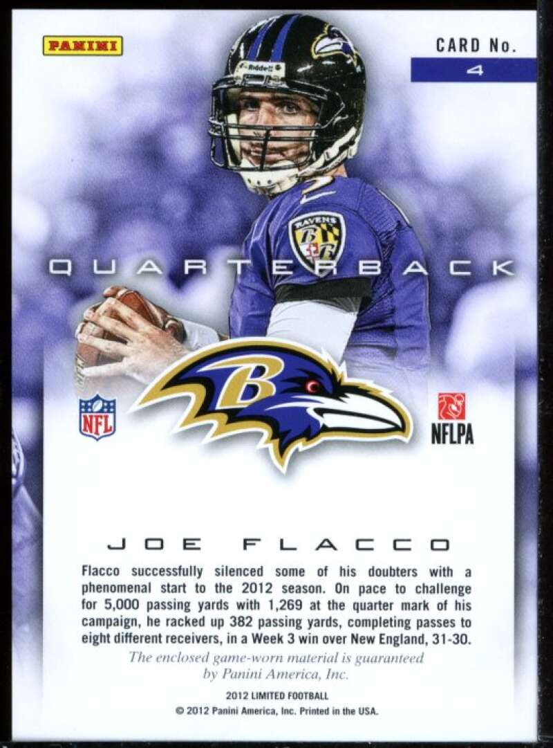 Joe Flacco Card 2012 Limited Jumbo Jerseys Materials #4 Image 2