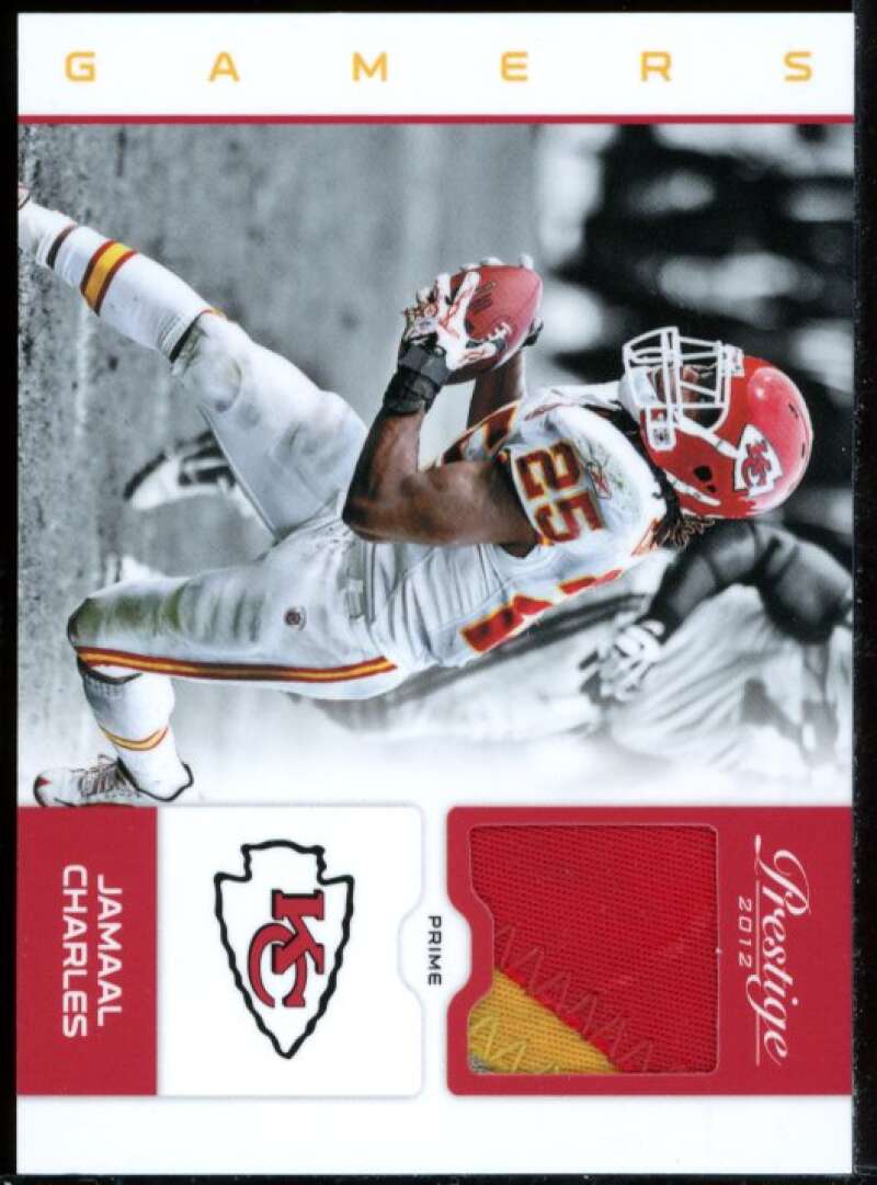 Jamaal Charles Card 2012 Prestige Gamers Materials Prime Jersey #72 Image 1