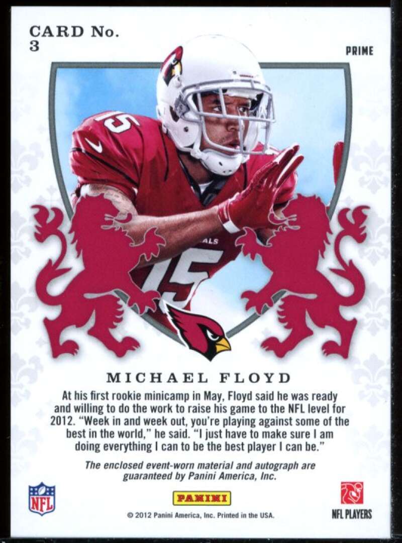 Michael Floyd 2012 Rookies and Stars Rookie Crusade Materials Prime Jersey #3 Image 2