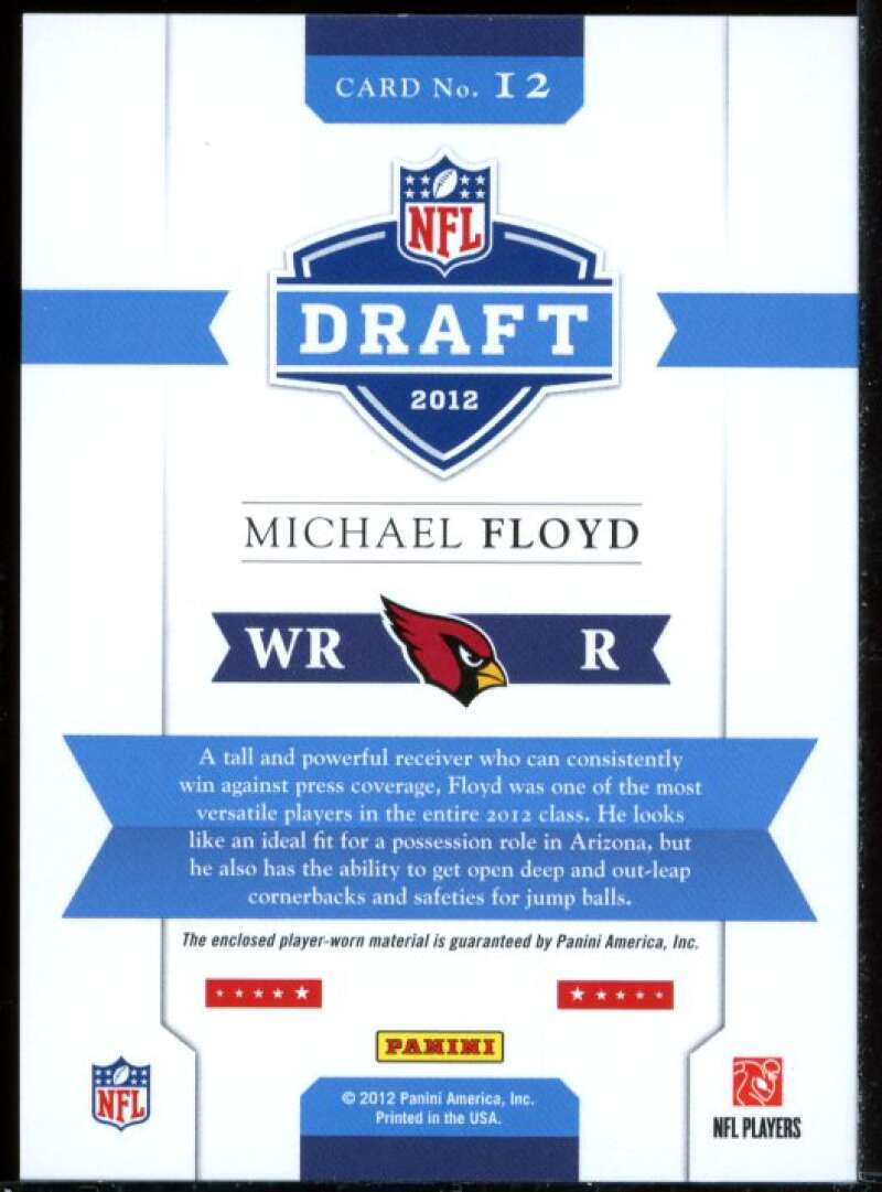 Michael Floyd 2012 Prestige NFL Draft Materials Black Friday Prime Jersey #12 Image 2