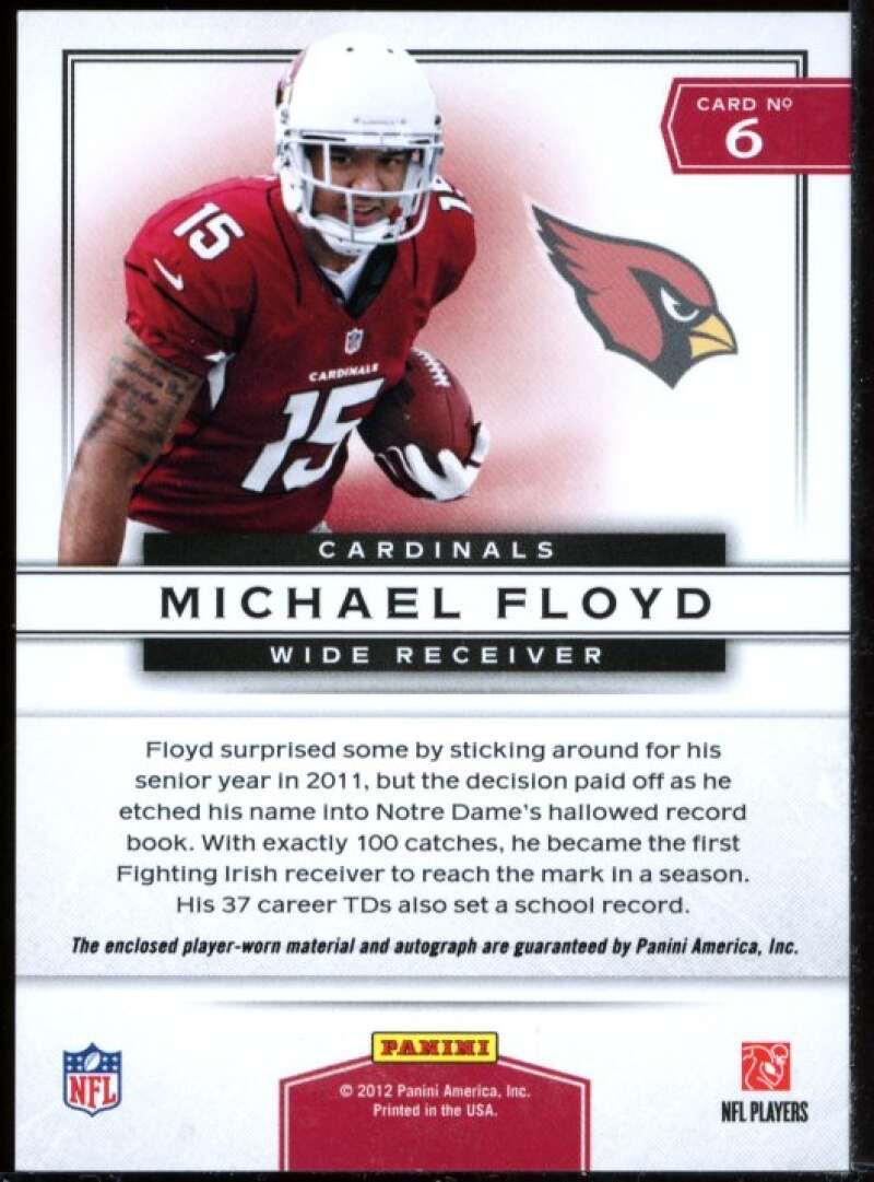 Michael Floyd Card 2012 Prestige Prestigious Picks Materials Prime #6 Image 2