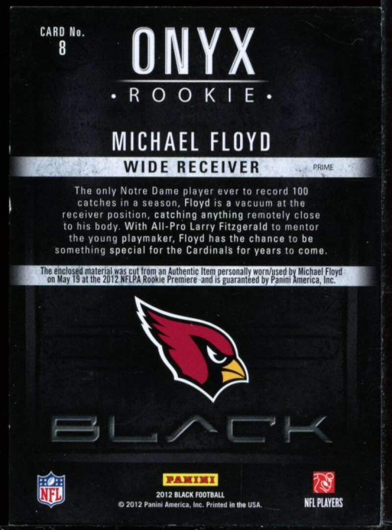 Michael Floyd Card 2012 Black Onyx Rookie Jumbo Prime Number Jersey #8 Image 2