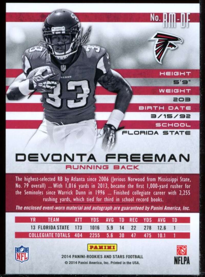 Devonta Freeman Card 2014 Rookies and Stars Longevity Materials Jersey #DF Image 2