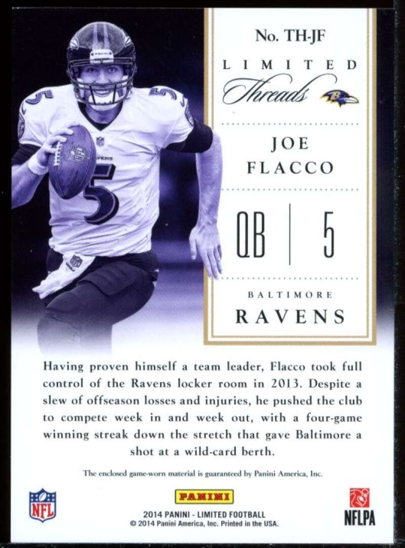 Joe Flacco Card 2014 Limited Threads Materials Jersey #THJF Image 2