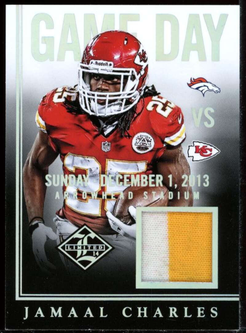 Jamaal Charles Card 2014 Limited Game Day Materials Jersey #22 Image 1