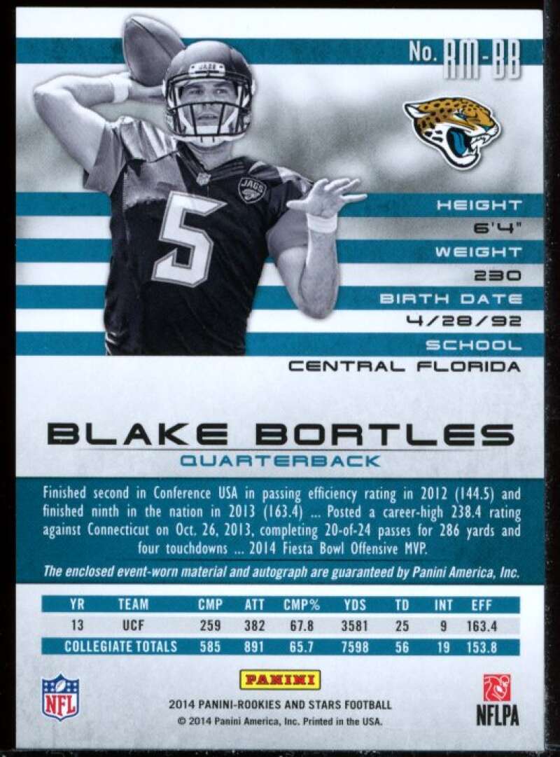 Blake Bortles Card 2014 Rookies and Stars Longevity Materials Jersey #BB Image 2