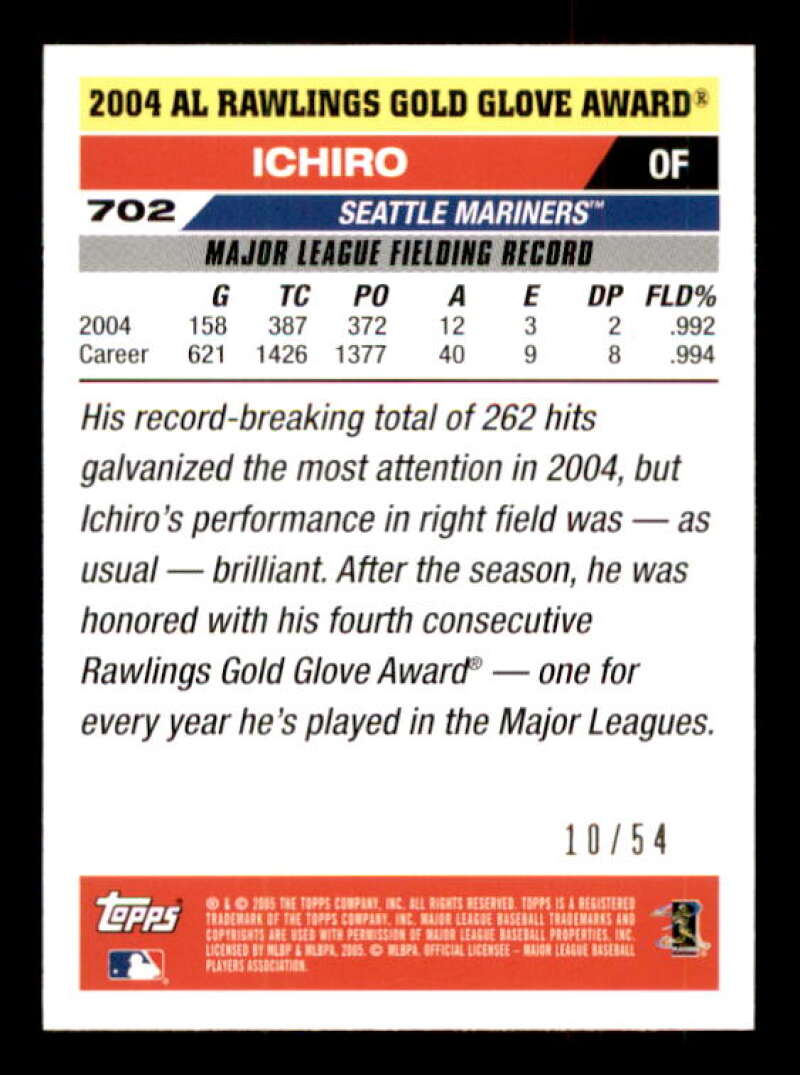 Ichiro Suzuki GG Card 2005 Topps Black #702 Image 2