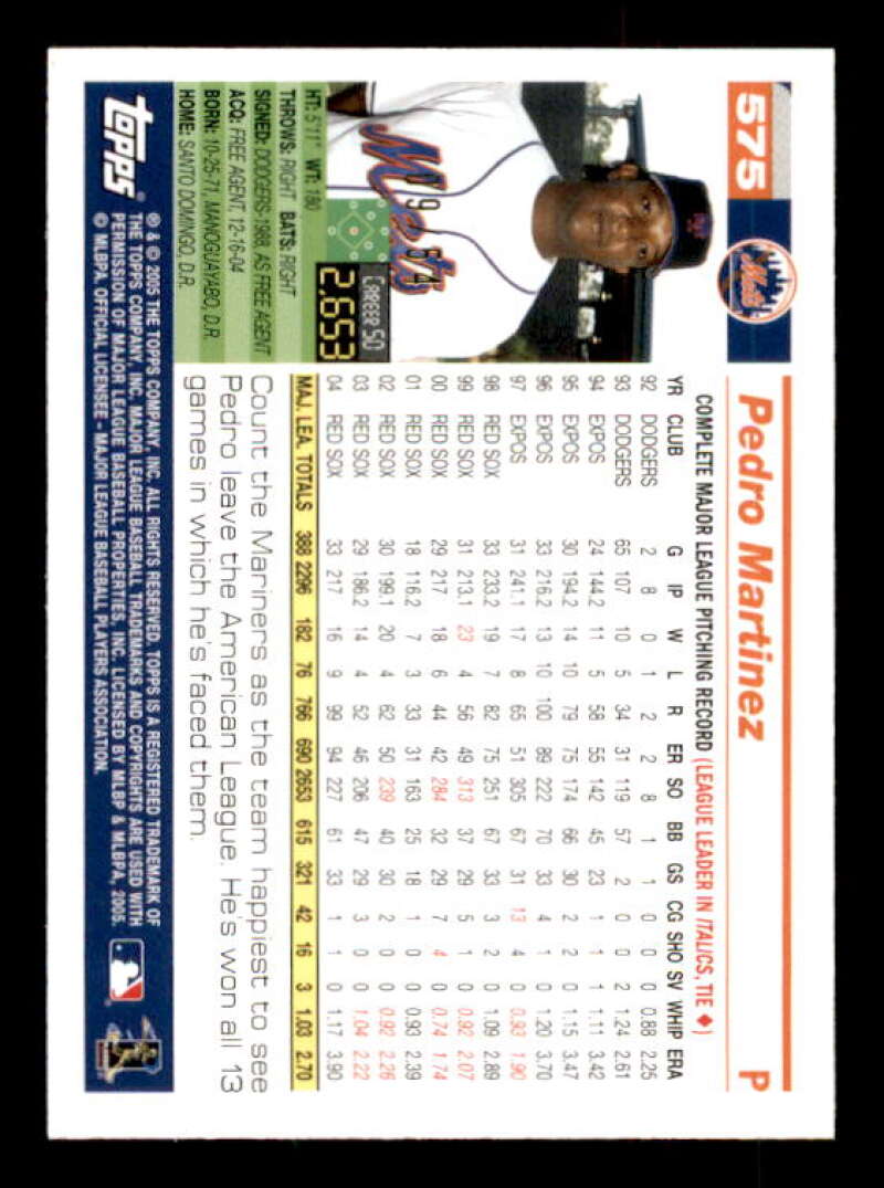 Pedro Martinez Card 2005 Topps Black #575 Image 2