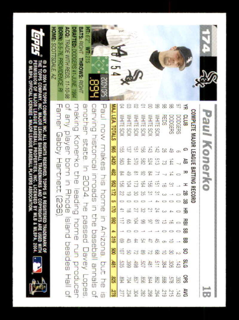 Paul Konerko Card 2005 Topps Black #174 Image 2