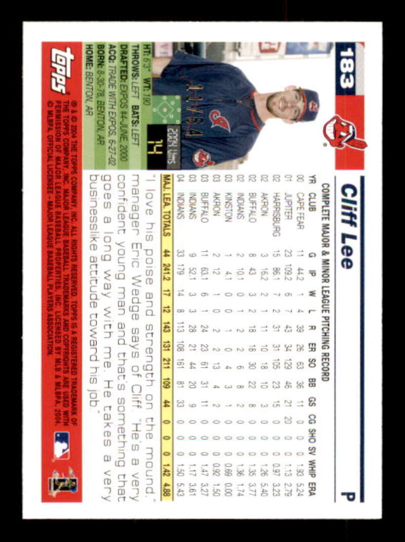 Cliff Lee Card 2005 Topps Black #183 Image 2