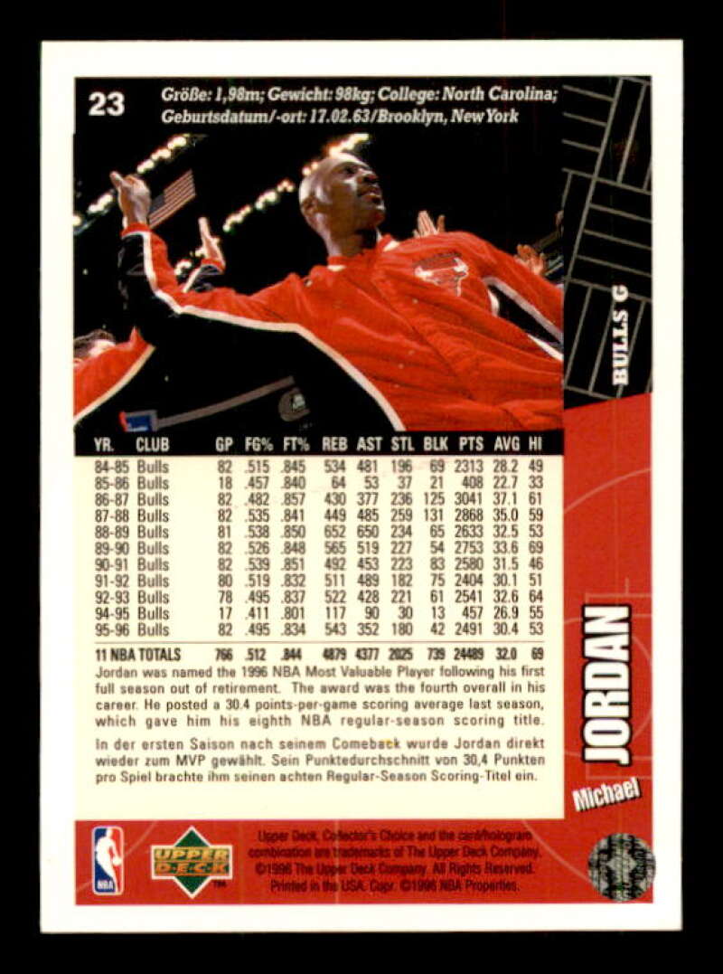 Michael Jordan Card 1996-97 Collector's Choice #23 Image 2