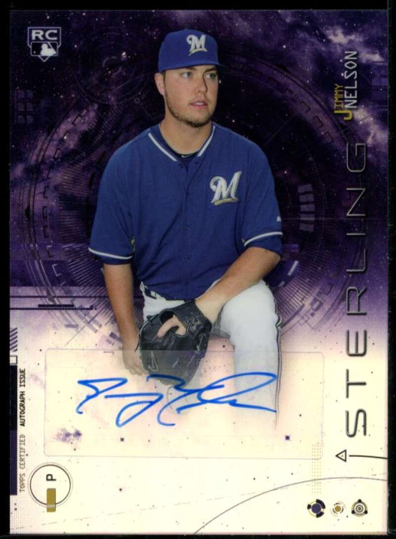 Jimmy Nelson 2014 Bowman Sterling Rookie Autographs Purple Refractors #BSRAJN Image 1