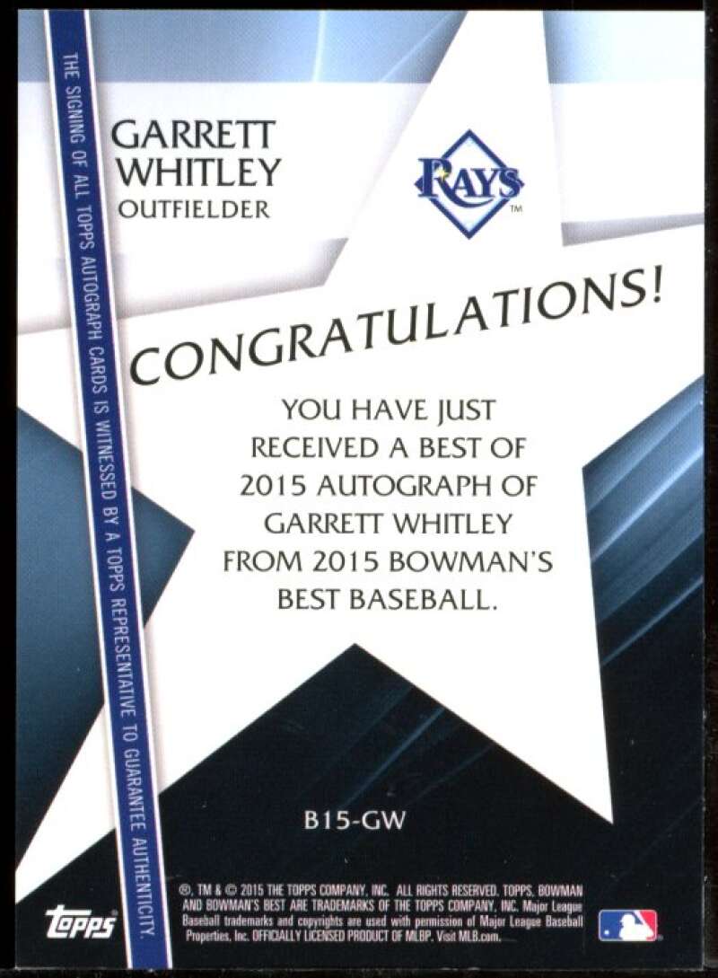 Garrett Whitley Card 2015 Bowman's Best Best of '15 Autographs #B15GW Image 2