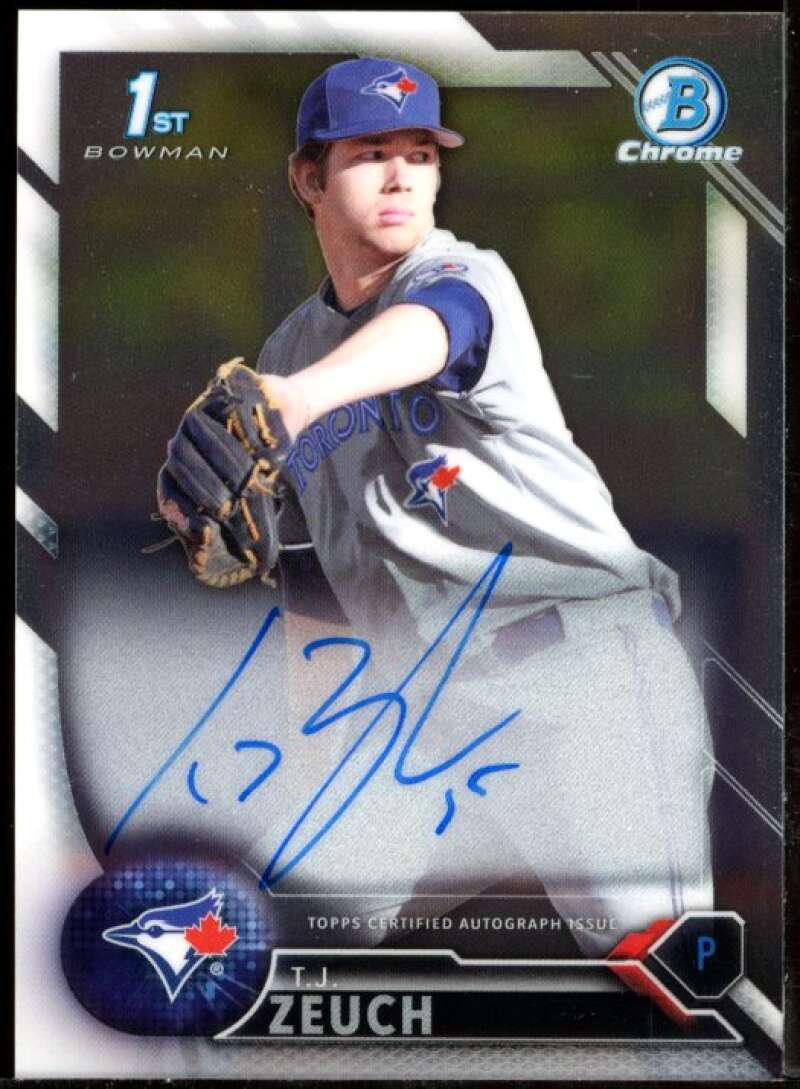 T.J. Zeuch Card 2016 Bowman Chrome Draft Draft Pick Autographs #CDATZ Image 1