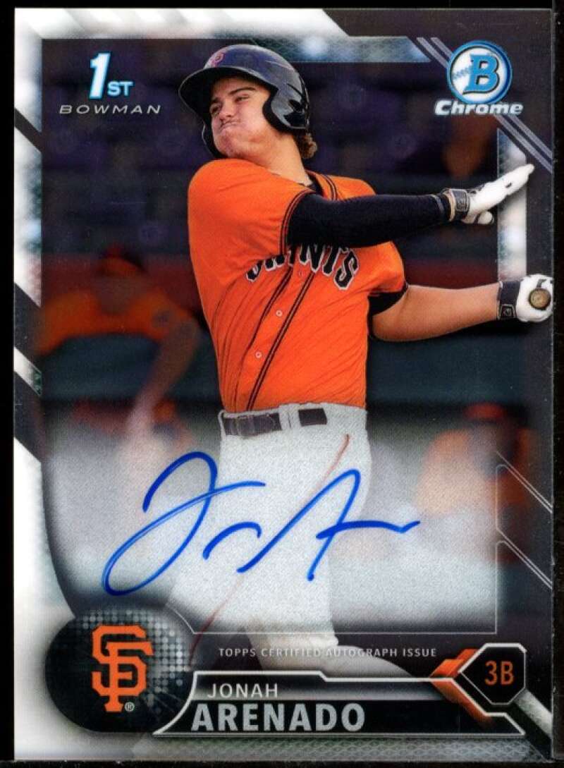 Jonah Arenado Card 2016 Bowman Chrome Prospect Autographs #BCAPJA Image 1