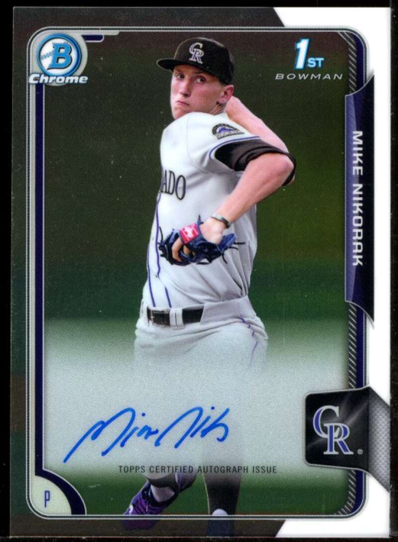 Mike Nikorak Card 2015 Bowman Chrome Draft Draft Pick Autographs #BCAMW Image 1