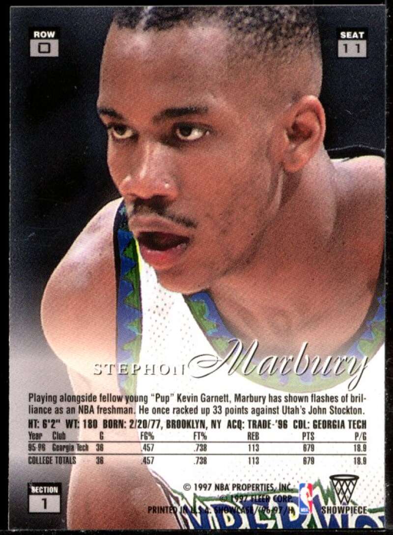 Stephon Marbury Rookie Card 1996-97 Flair Showcase Row 0 #11 Image 2