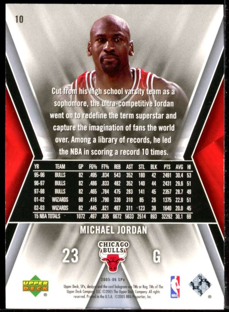 Michael Jordan Card 2005-06 SPx #10 Image 2