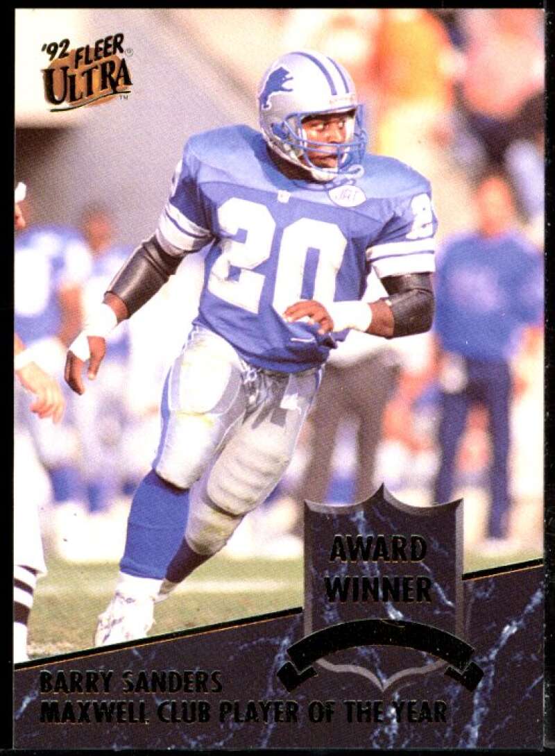 Barry Sanders Card 1992 Ultra Award Winners #8 Image 1