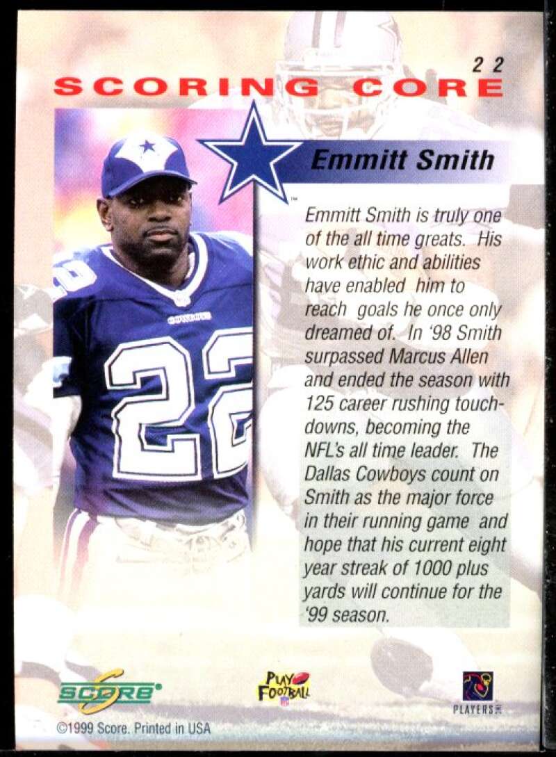 Emmitt Smith Card 1999 Score Scoring Core #22 Image 2