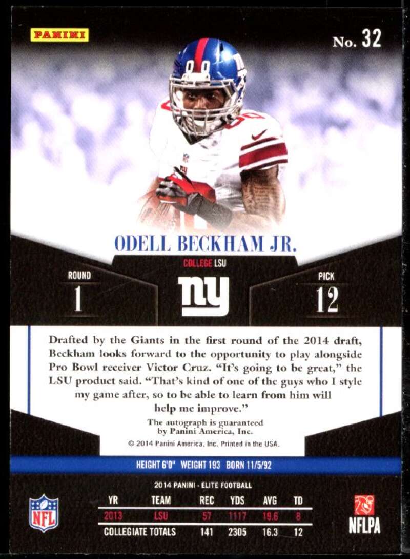 Odell Beckham Jr. Rookie Card 2014 Elite Rookie Inscriptions #32 Image 2