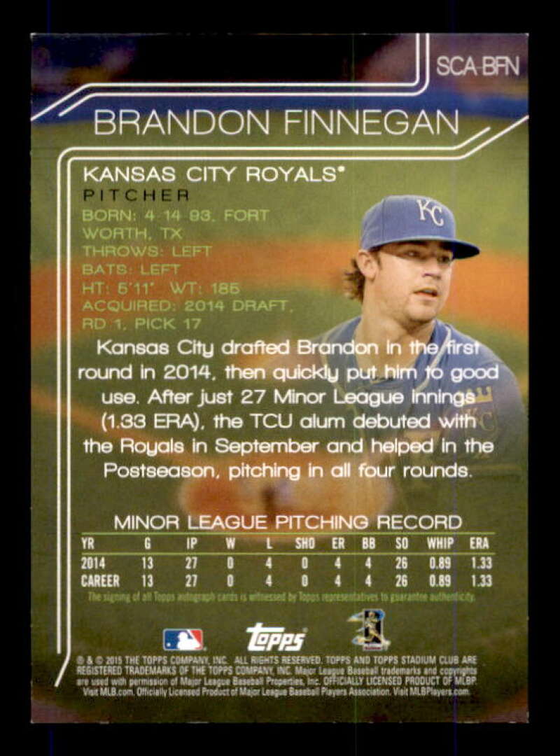 Brandon Finnegan Rookie Card 2015 Stadium Club Autographs #SCABFN Image 2