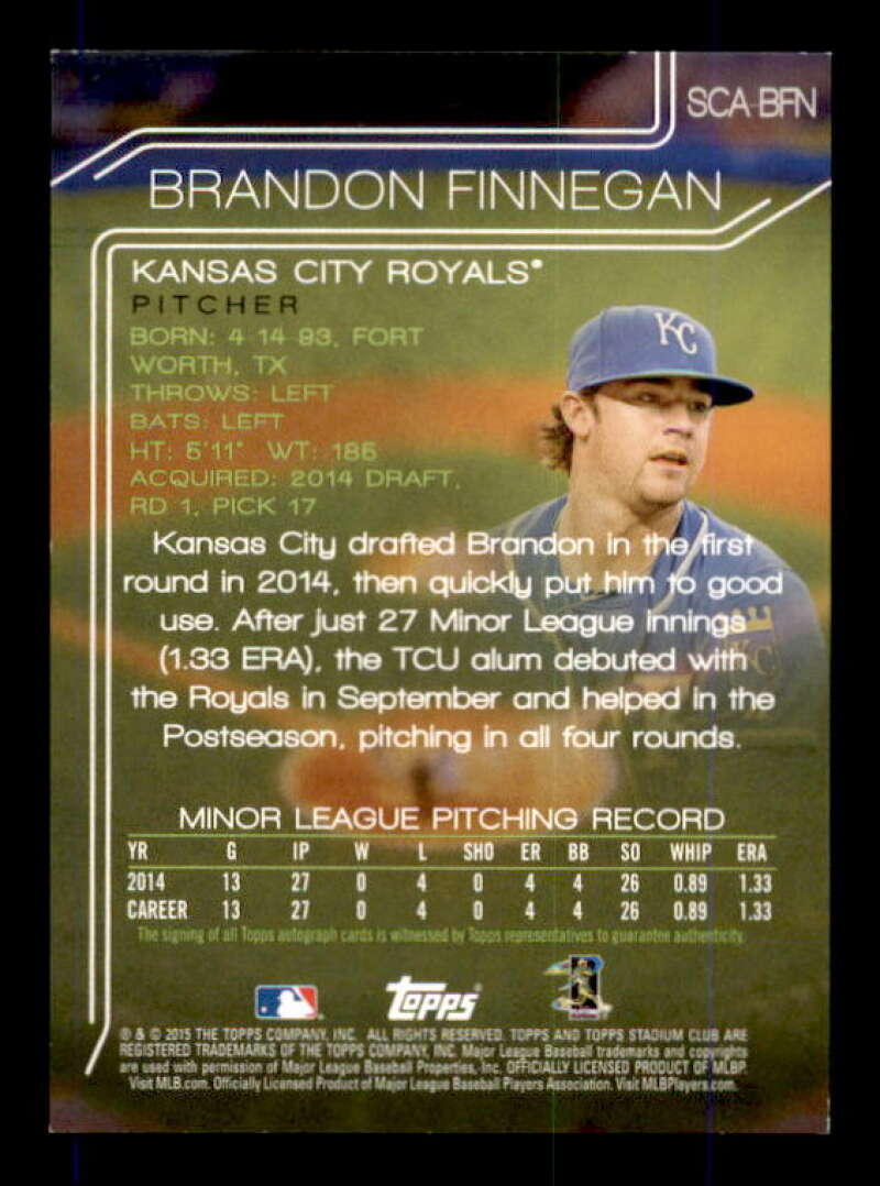 Brandon Finnegan Rookie Card 2015 Stadium Club Autographs #SCABFN Image 2