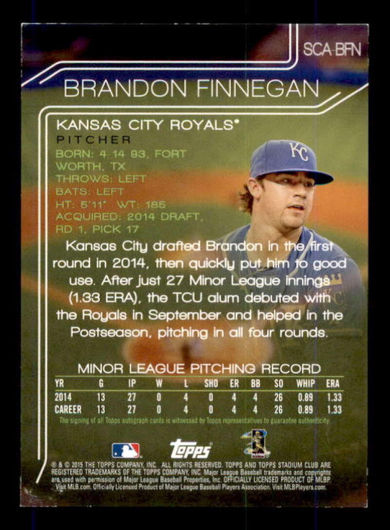 Brandon Finnegan Rookie Card 2015 Stadium Club Autographs #SCABFN Image 2