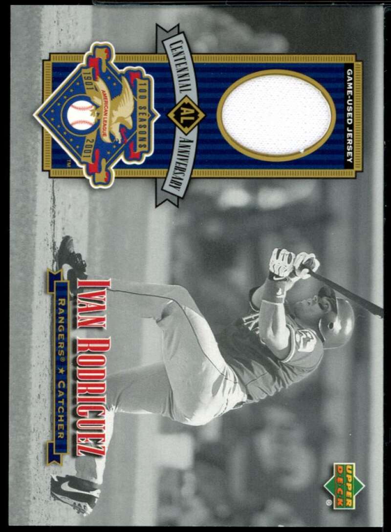 Ivan Rodriguez Card Jsy 2002 Upper Deck AL Centennial Memorabilia #ALJIR Image 1