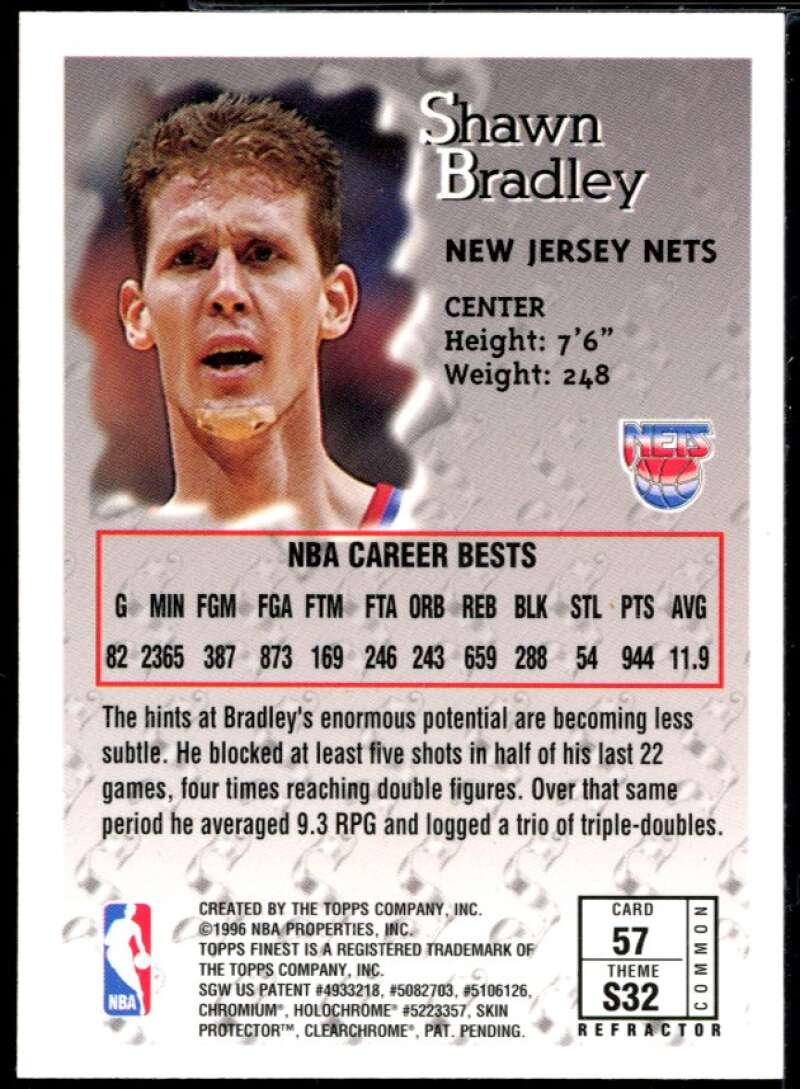 Shawn Bradley B Card 1996-97 Finest Refractors #57 Image 2