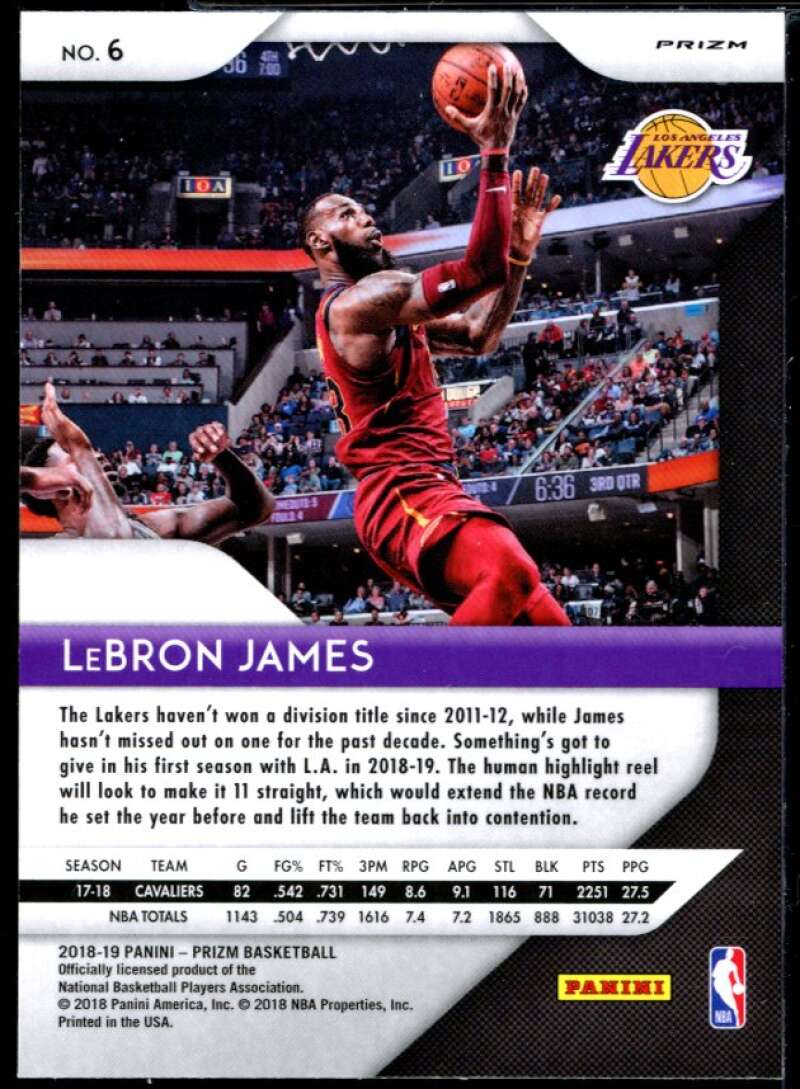 LeBron James Card 2018-19 Panini Prizm Prizms Green #6 Image 2