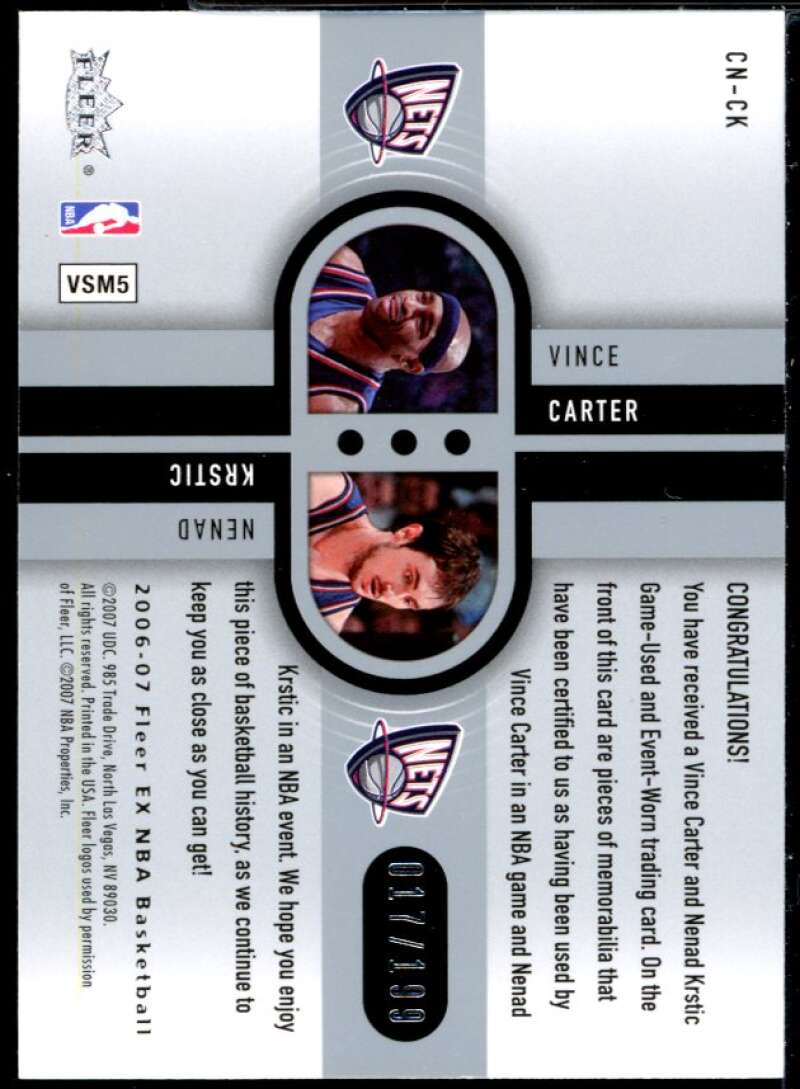 Vince Carter/Nenad Krstic Card 2006-07 E-X ConnEXions #CNCK Image 2