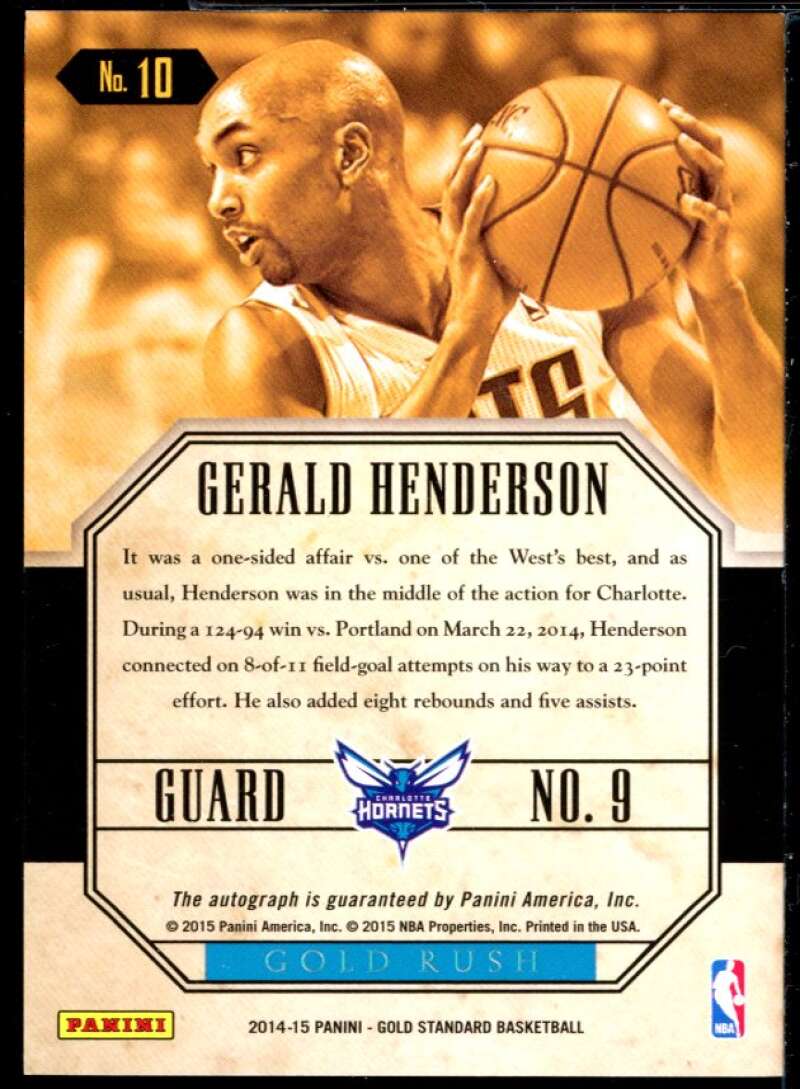 Gerald Henderson 2014-15 Panini Gold Standard Gold Rush Autographs #10 /199 Image 2