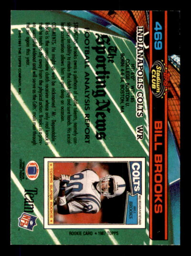 Bill Brooks Card 1991 Stadium Club Super Bowl XXVI #469 Image 2