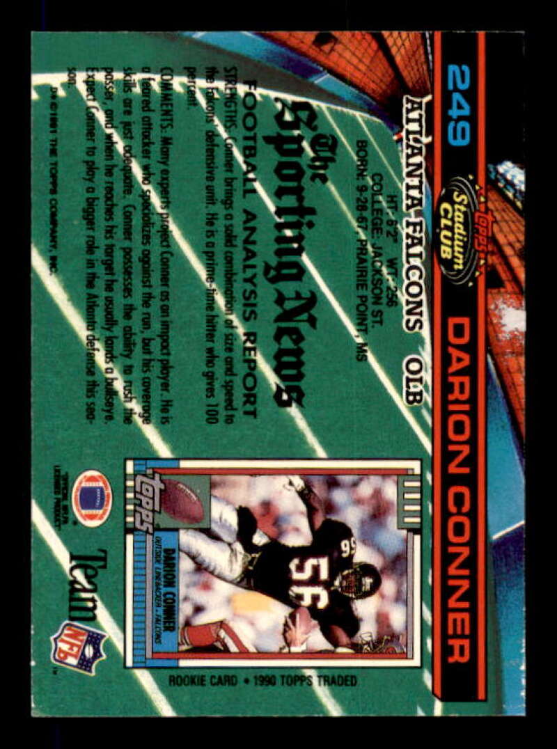 Darion Conner Card 1991 Stadium Club Super Bowl XXVI #249 Image 2