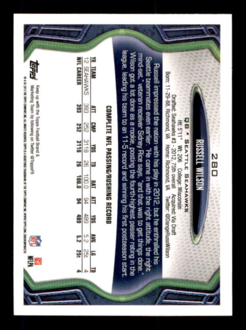 Russell Wilson/(blue jersey) Card 2013 Topps #280A Image 2