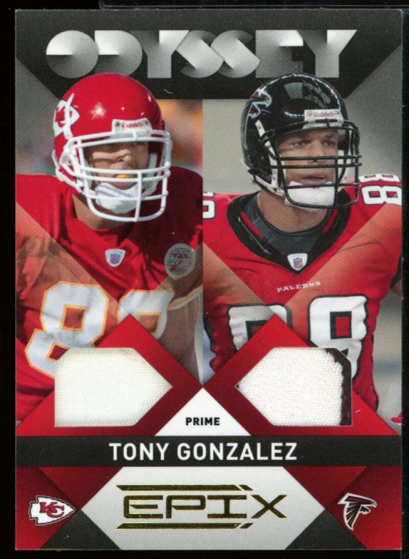 Tony Gonzalez Card 2010 Epix Odyssey Combo Materials Prime #18 /50 Image 1