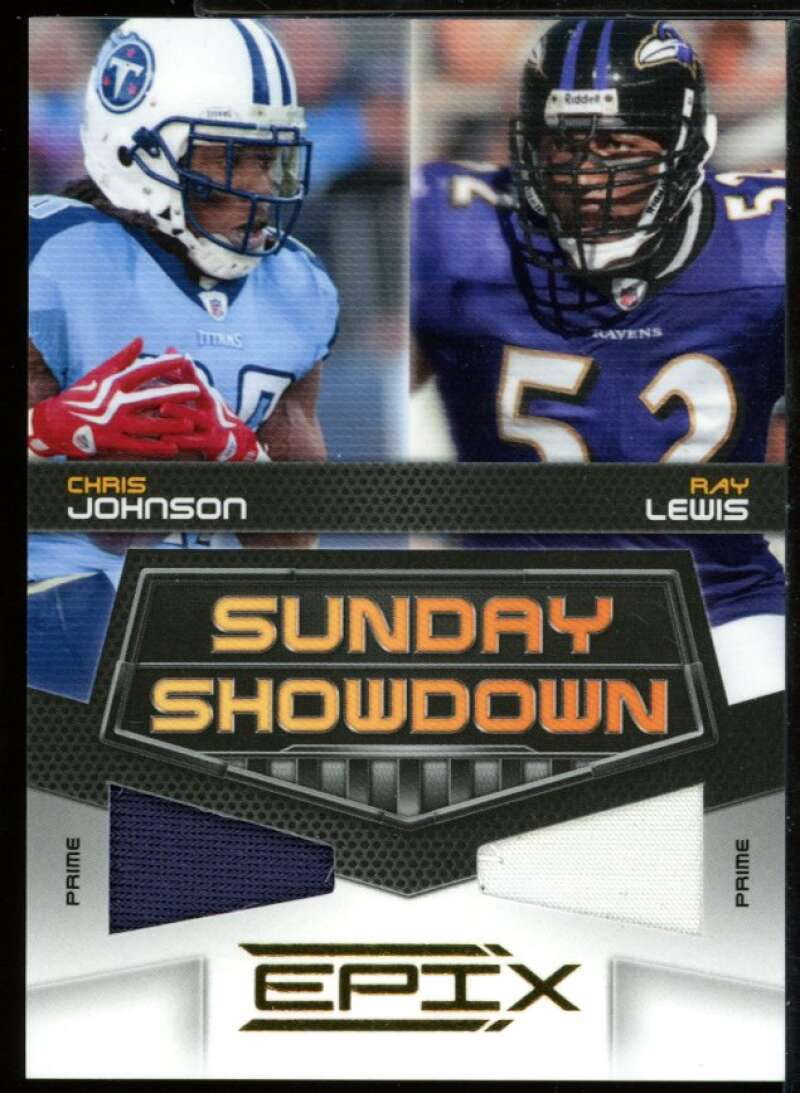 Chris JohnsonRay Lewis Card 2010 Epix Sunday Showdown Materials Prime #9 /50 Image 1