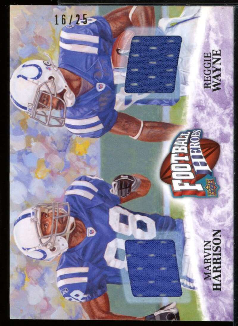 Marvin HarrisonReggie Wayne Card 2009 Upper Deck Heroes Jerseys Purple #475 /25 Image 1