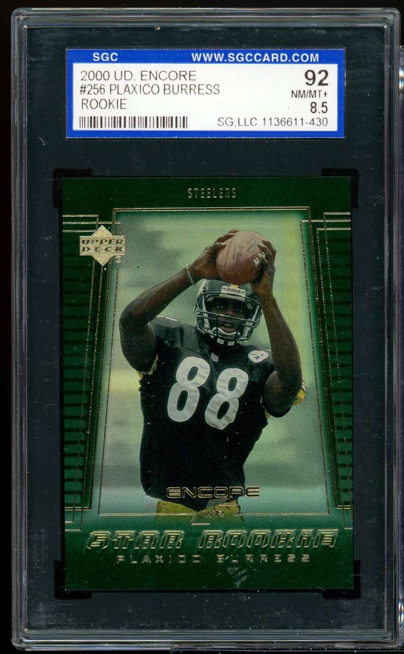 Plaxico Burress Rookie Card 2000 UD Encore #256 SGC 92 NM/MT+ 8.5 Image 1