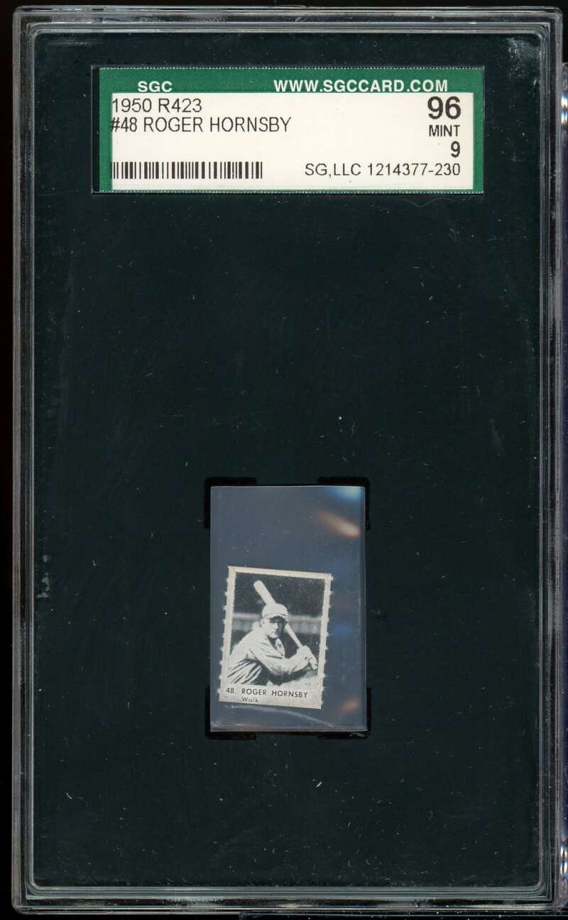 Roger Hornsby Card 1950 r423 #48 SGC 96 MINT 9 Image 1