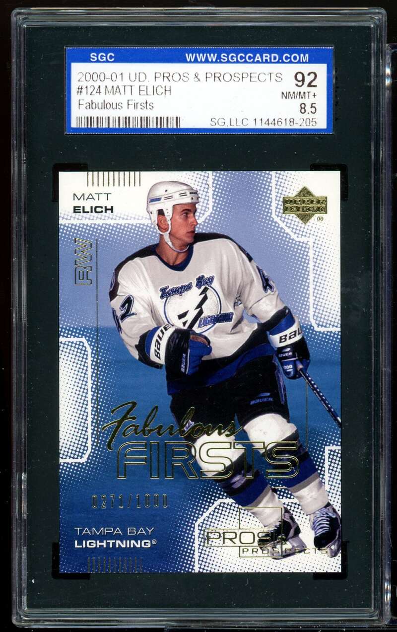 Matt Elich Rookie Card 2000-01 UD Pros &amp; Prospects #124 SGC 92 NM/MT+ 8.5 Image 1