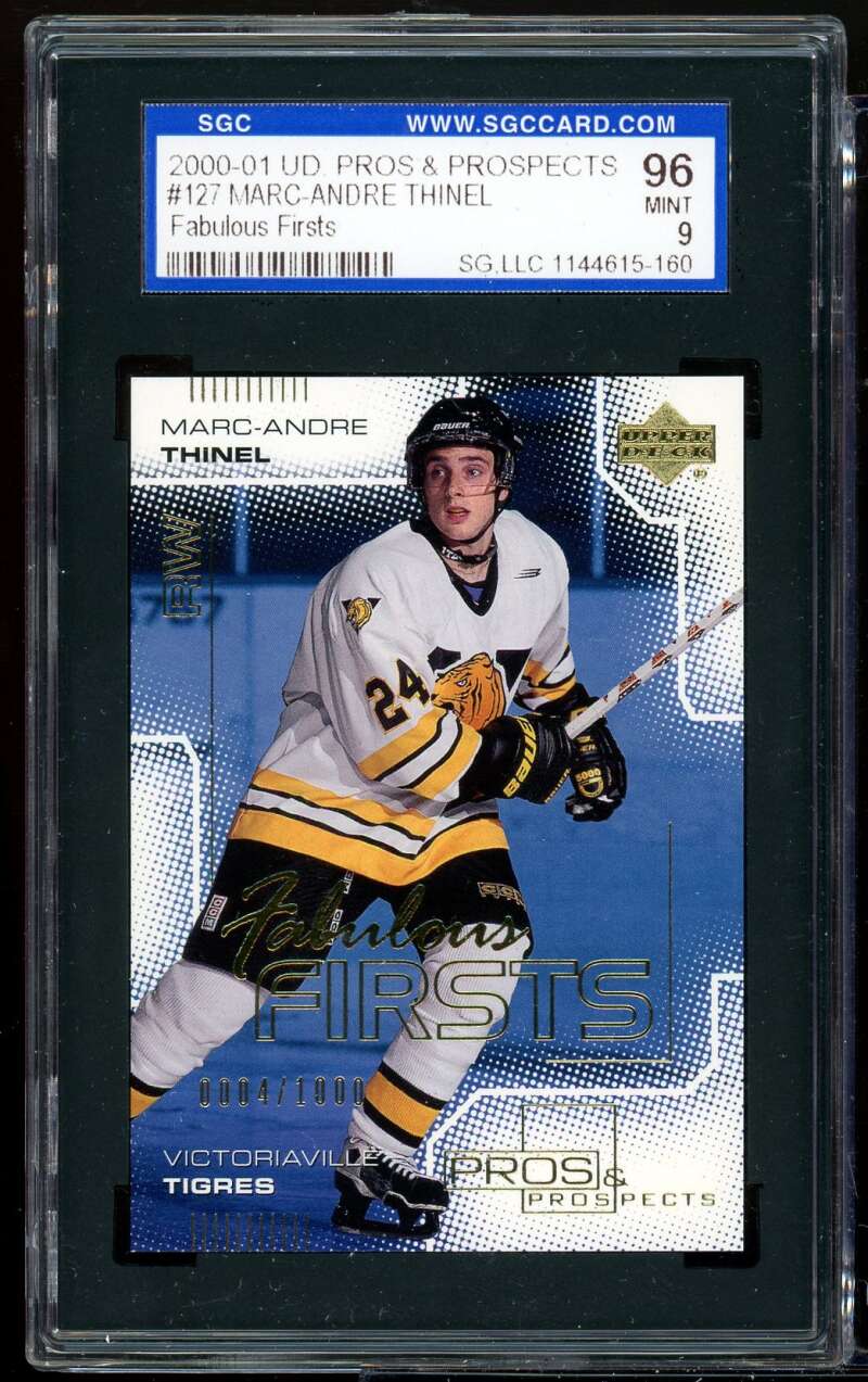 Marc-Andre Thinel Rookie Card 2000-01 UD Pros &amp; Prospects #127 SGC 96 MINT 9 Image 1