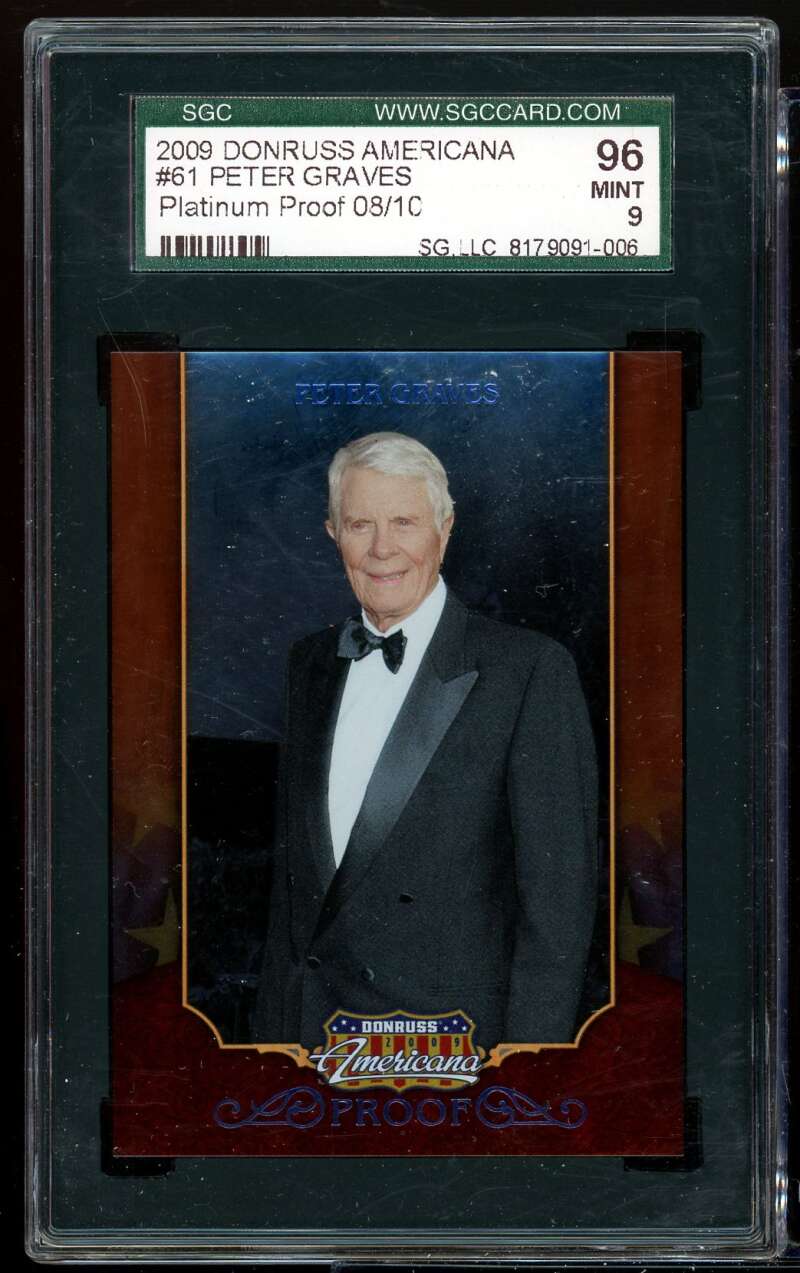 Peter Graves Card 2009 Donruss Americana Platinum Proof #61 SGC 96 MINT 9 Image 1