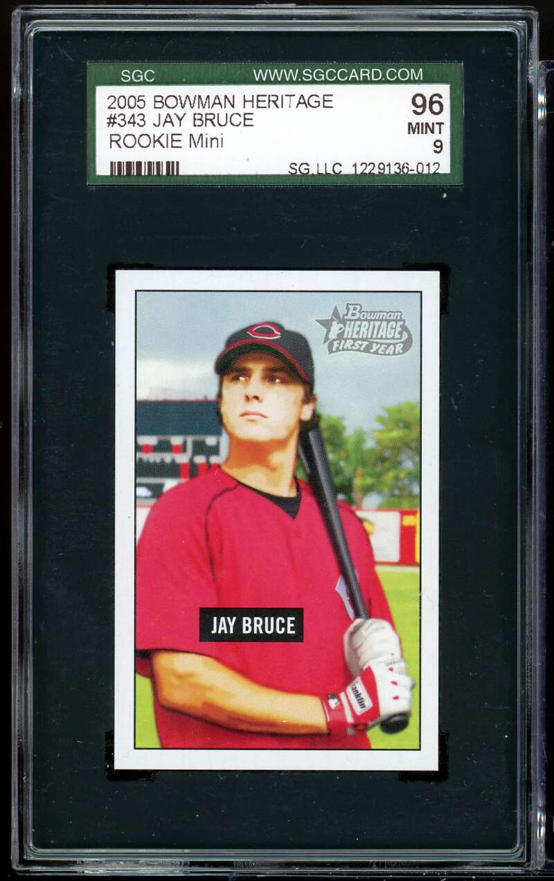 Jay Bruce Rookie Card 2005 Bowman Heritage Mini #343 SGC 96 MINT 9 Image 1