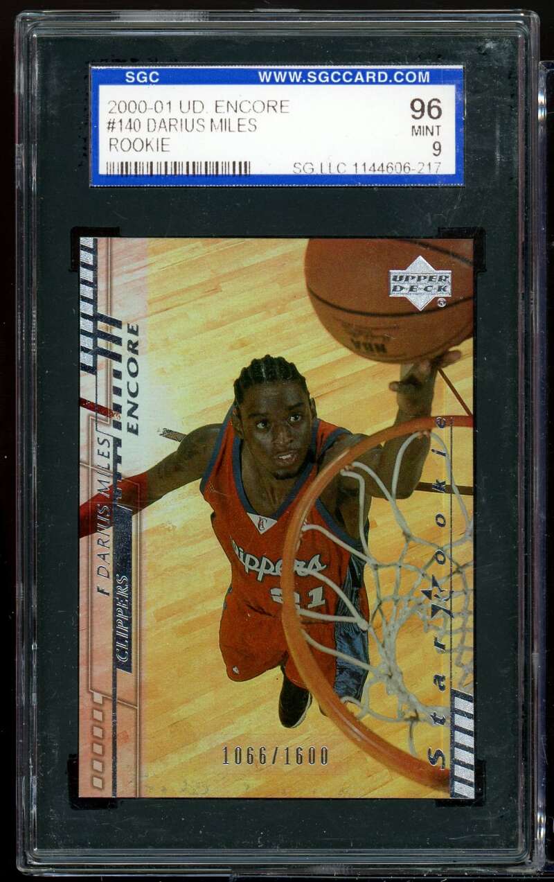 Darius Miles Rookie Card 2000-01 UD Encore #140 SGC 96 MINT 9 Image 1