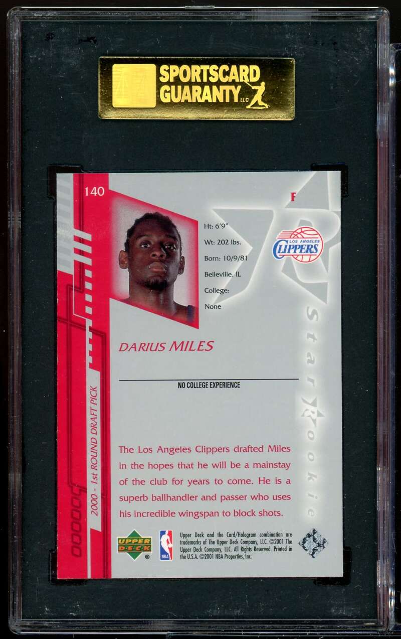 Darius Miles Rookie Card 2000-01 UD Encore #140 SGC 96 MINT 9 Image 2