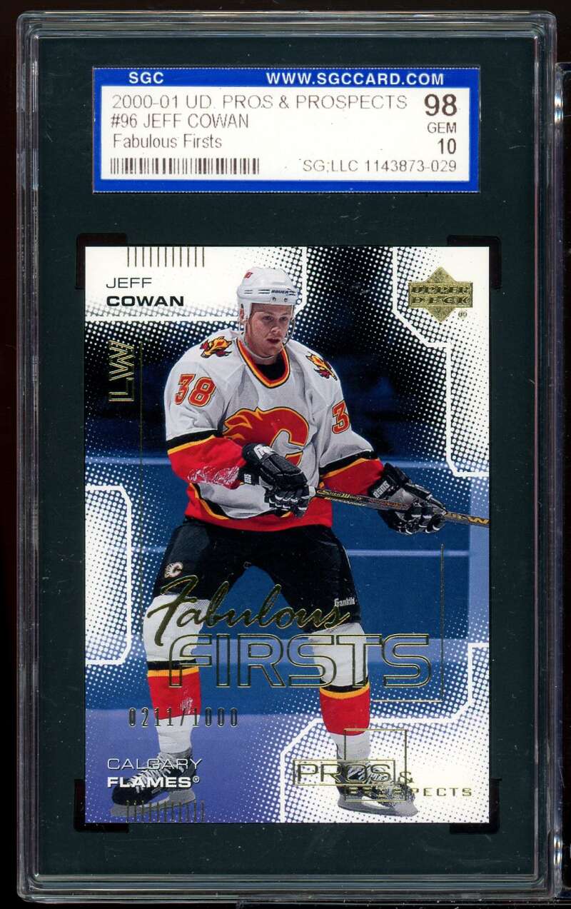 Jeff Cowan Rookie Card 2000-01 UD Pros &amp; Prospects #96 SGC 98 GEM 10 Image 1